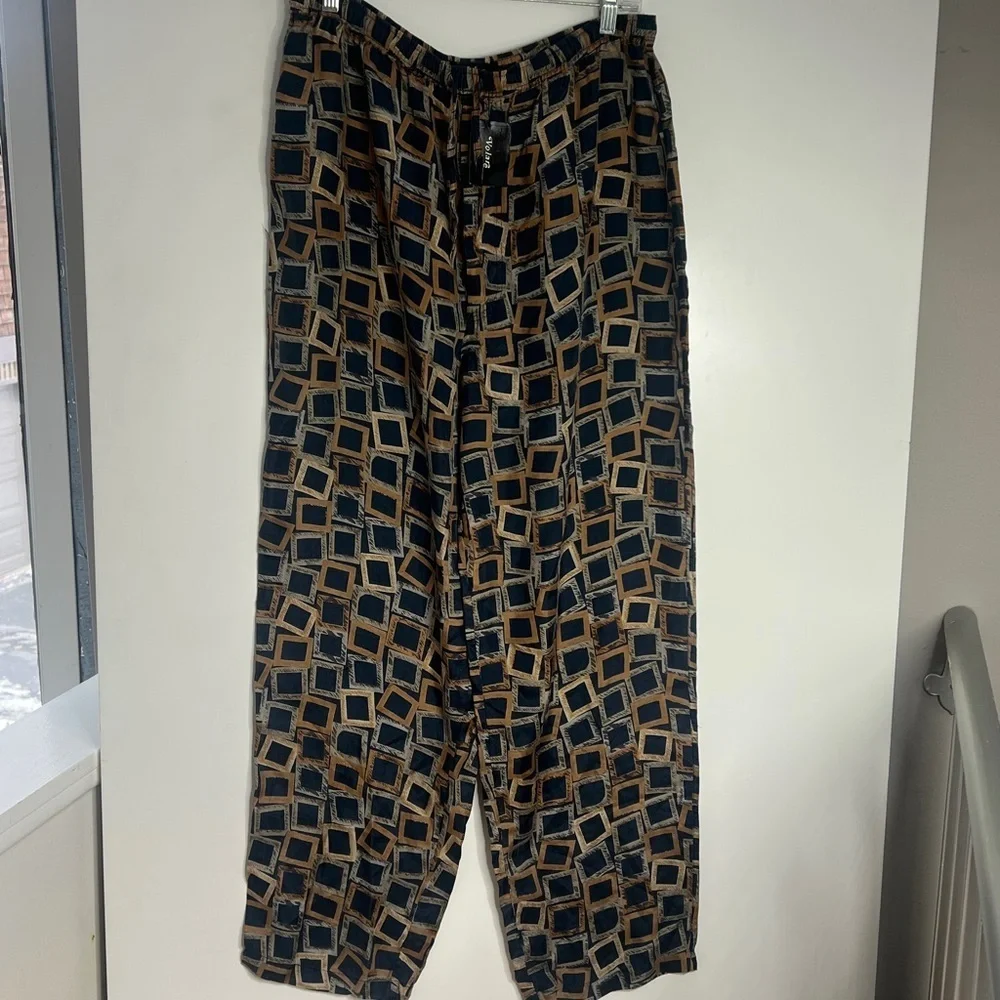 Volare Men’s Sz S 100% Silk Pull On Elastic Pull String Pajama Pants - New